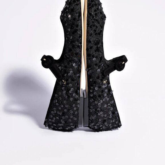 NEW LARROUDE Made In Brazil Handmade Sequin Blair Ballet Flat in black 825 10j5 - Picture 7 of 8